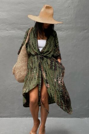 Green Beach Tunic Cover-up - Kimono Beachwear