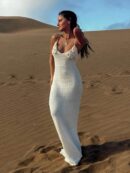 Beige Spaghetti Strap Maxi Dress – Sexy Beach Dress 2025