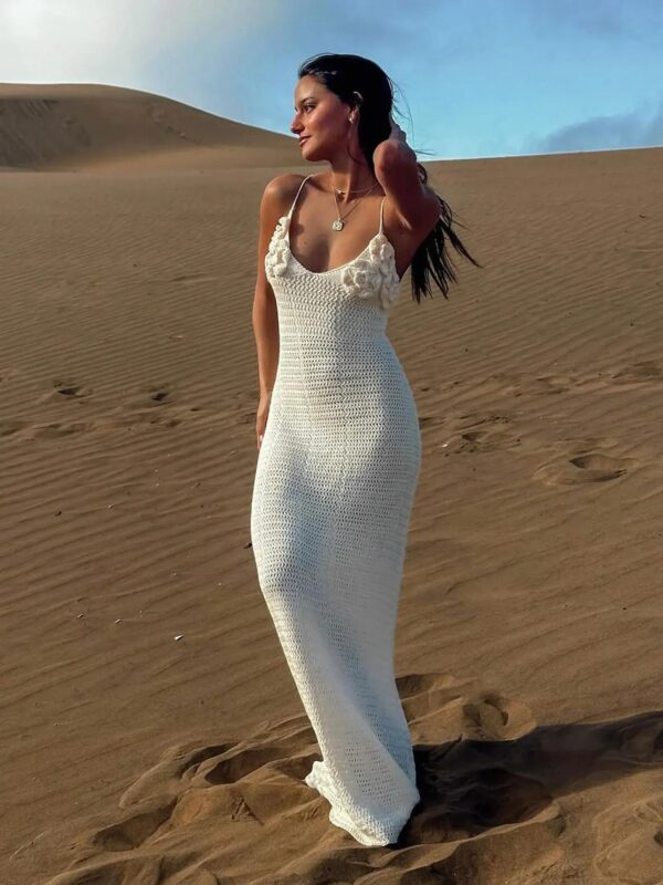 Beige Spaghetti Strap Maxi Dress – Sexy Beach Dress 2025 - Image 3