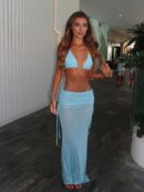 2025 Summer Beachwear Set with Matching Skirt – 3-Pieces
