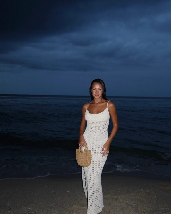 White Knit Cut-Out Tassel Beach Maxi Dress - Bodycon Swimsuit Cover-Up
