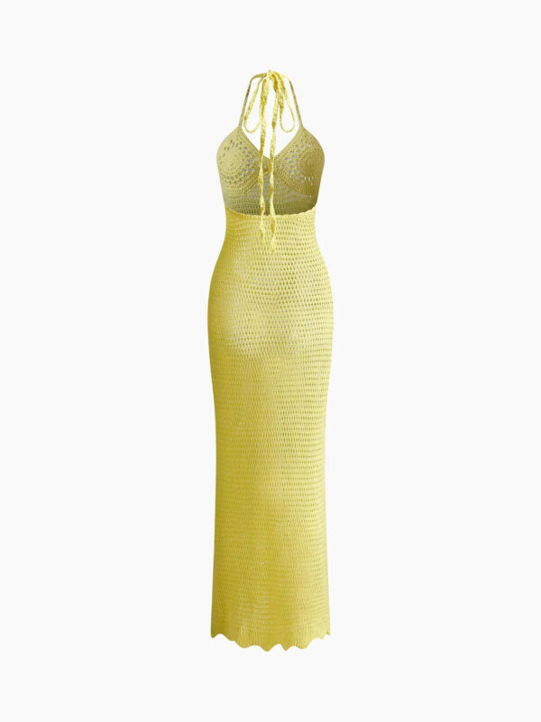 Women's Sexy Knit Cut Out Yellow Maxi Beach Dress - Image 4