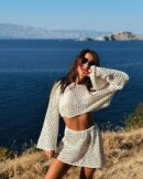 2-Piece Summer Beach Cover Up – One-Shoulder Top & Slit Skirt for Women