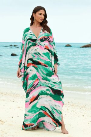 Boho Kaftan Maxi Dress – Plus Size Beach Cover Up for Women