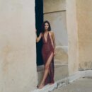 Dark Brown 2025 Women's Knit Beach Maxi Dress – Sexy Deep V Neck, Backless Cover Up