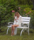 White Knit Two-Piece Swimsuit Cover Up – Lace-Up Top & Beach Skirt for Women