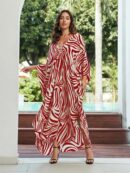 Red Boho Kaftan Dress – Beach Cover Up for Women