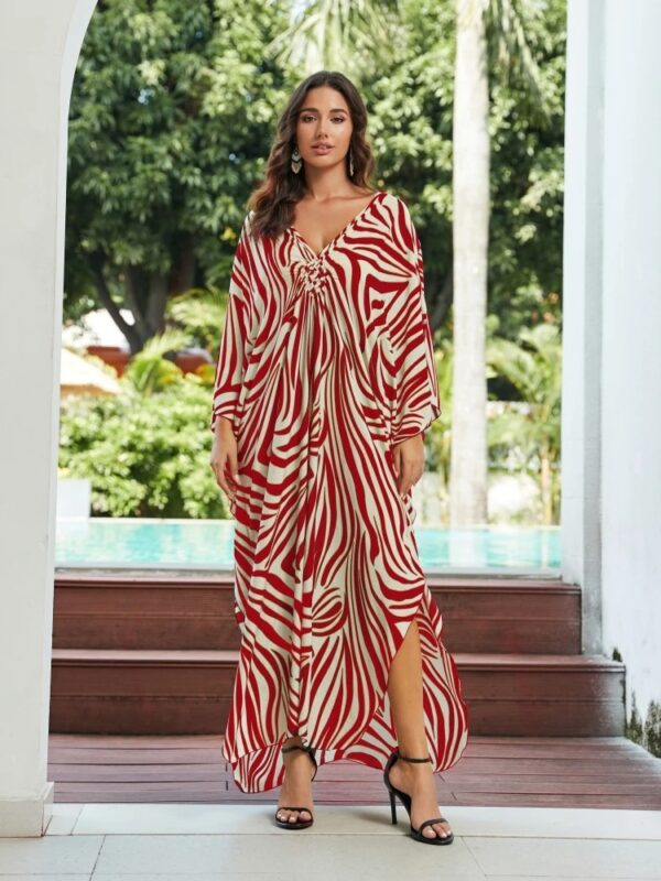 Red Boho Kaftan Dress – Beach Cover Up for Women