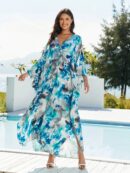 Blue Boho Kaftan Dress – Beach Cover Up for Women