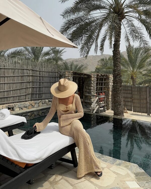 Sexy U-Neck Knit Maxi Dress Crochet Beach Outfit - Image 3