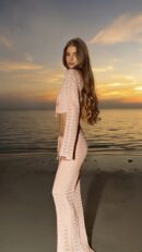 Long Sleeve Top & Beach Half Skirt Two-Piece Swimsuit Cover-Up