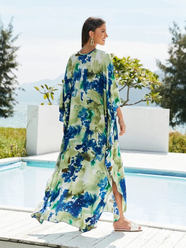 Green Boho Kaftan Dress – Beach Cover Up for Women - Image 3