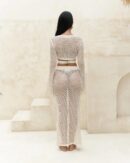 Two-Piece Swimsuit Cover-Up - Bell Sleeve Waist Tie Top & Long Skirt Set