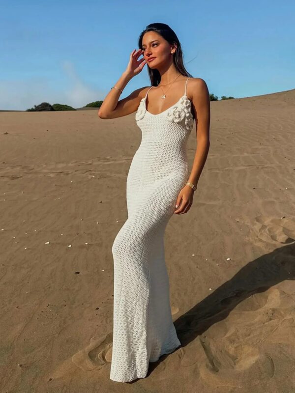 Beige Spaghetti Strap Maxi Dress – Sexy Beach Dress 2025 - Image 4