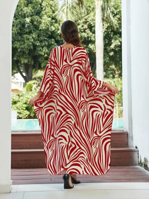 Red Boho Kaftan Dress – Beach Cover Up for Women - Image 3