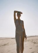 Apricot 2025 Women’s Knit Beach Maxi Dress – Sexy Deep V Neck, Backless Cover Up