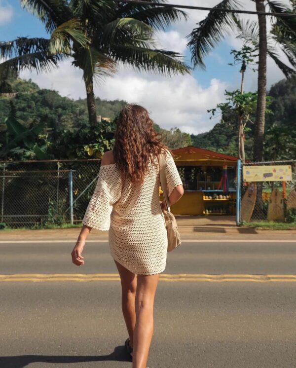 2025 Sexy V-Neck Beach Mini Dress – Hollow Out Knit Cover Up for Summer - Image 4