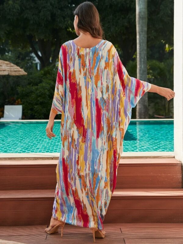 Classy Pink Kaftan Maxi Dress – Plus Size Beach Cover Up for Women - Image 2