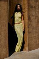 Women's Sexy Knit 2 Piece Beach Set – Shiny Top & Long Skirt