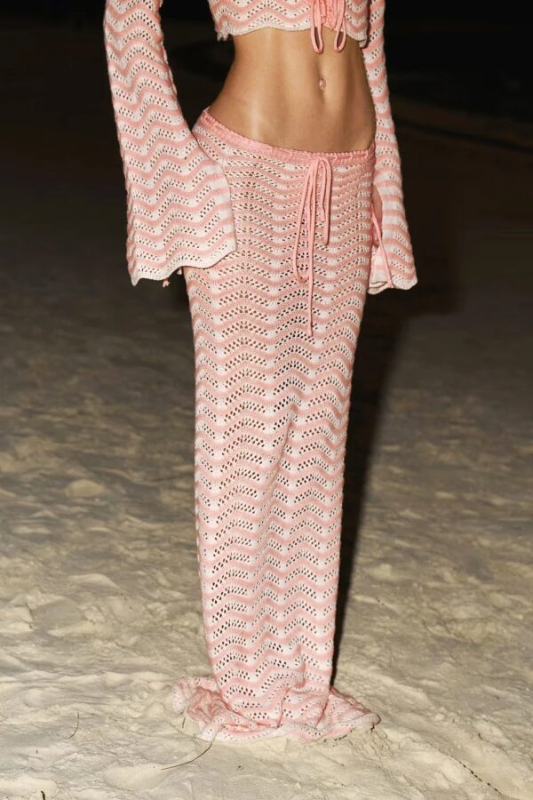 Long Sleeve Top & Beach Half Skirt Two-Piece Swimsuit Cover-Up - Image 4