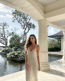Women's Sexy Knit Mesh Maxi Beach Dress – V-Neck Cut Out