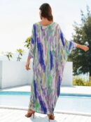 Classy Blue Kaftan Maxi Dress – Plus Size Beach Cover Up for Women
